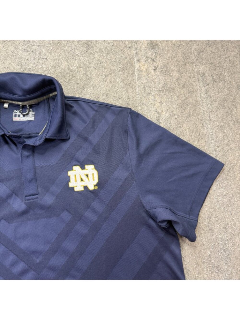 Notre Dame Fighting Under Armour Polo Shirt Men XL Blue Striped Performance - Picture 3 of 14